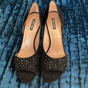 Giorgio Armani Suede & Crystal d’Orsay Pump 36 1/2 - Nero